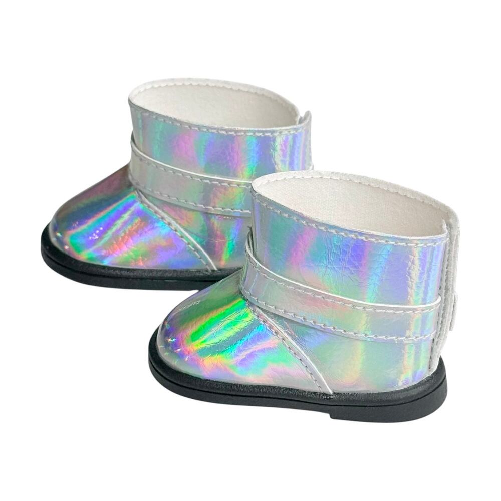 American Girl Corinne Doll Boots Casual Outfit Shoe Accessory Silver Iridescent - Picture 7 of 7